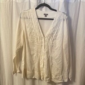 J. Jill Ivory Pleated silk blend V-Neck Blouse